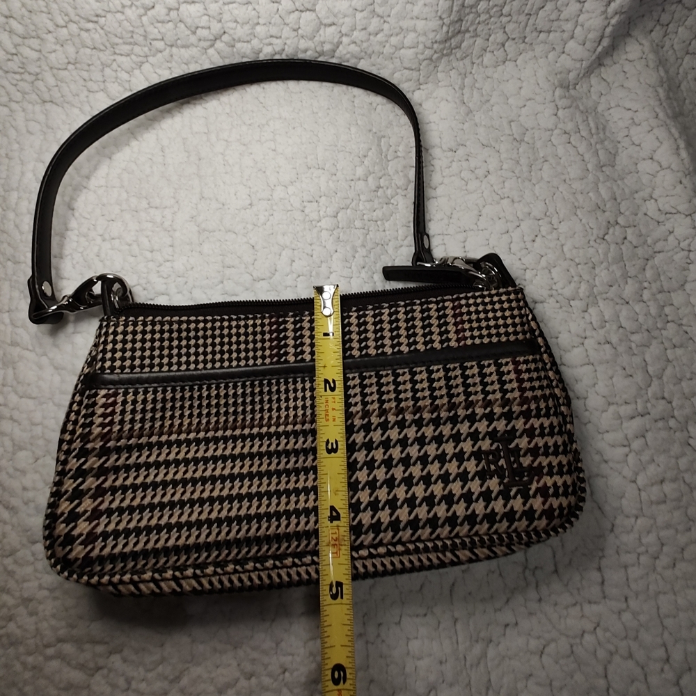 Vintage Ralph Lauren Houndstooth plaid brown mini bag purse. Like new condition - Picture 9 of 9